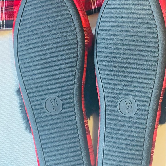 Victoria secret red plaid satin slippers - Picture 5 of 5
